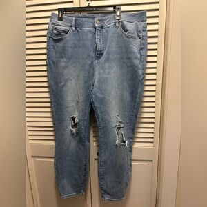 Distressed Luv For Denim Blue Jeans